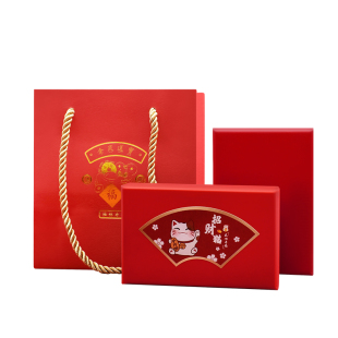 手工diy口红新年猫口红管吸磁方管包装礼套盒新年鼠年中国风礼袋
