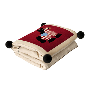 萌马送福新年款红色抱枕马年家用沙发卧室靠枕套短毛绒腰靠可拆洗