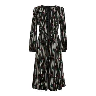 声雨竹官方旗舰店秋冬季新款连衣裙长袖套头V领商场同款A字裙气质