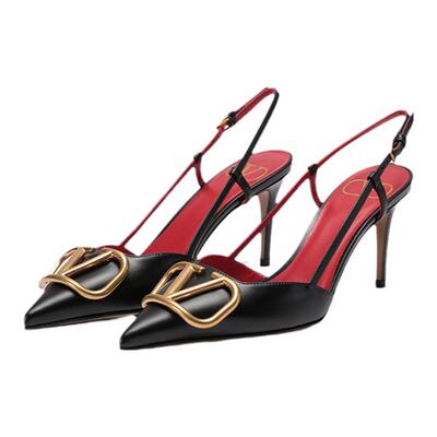 华伦天奴女士露跟尖头高跟鞋凉鞋