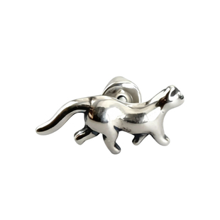 睡莲生生世世 925纯银耳钉百搭叩叩湃力猫咪印第安元素单只耳饰