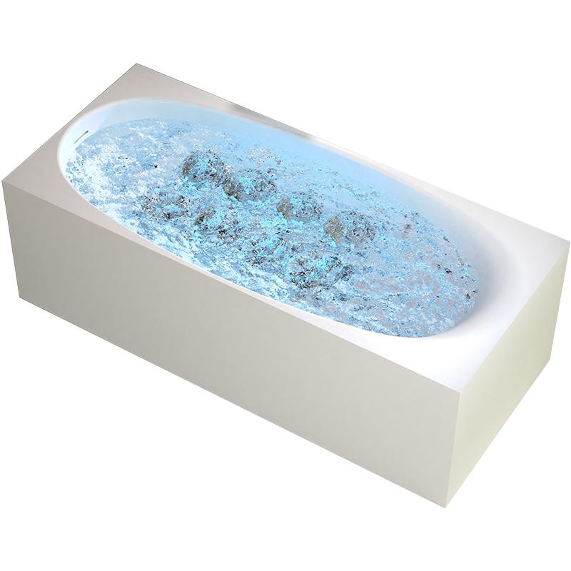 特拉维尔独立式人造石按摩浴缸家用智能气泡按摩冲浪水疗浴池