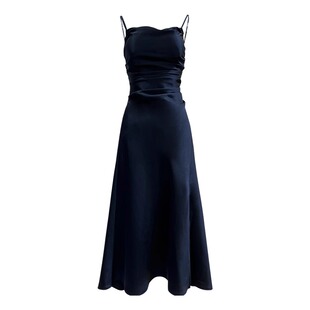 黑色吊带连衣裙女修身长裙消失的她文咏珊同款性感气质开叉吊带裙