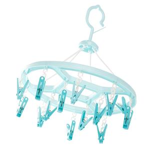 茶花衣架晒衣架家用收纳架圆形多夹子衣挂多功能袜子架圆盘晾衣架