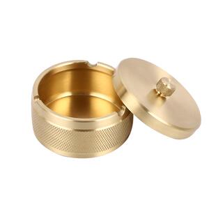 黄铜烟灰缸家用客厅酒店茶几办公桌高端铜制灰缸带盖父亲节礼物