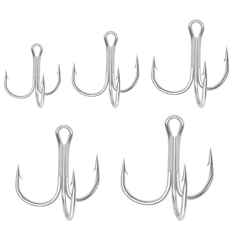 白镍三锚钩套装带倒刺高碳钢三本钩渔钩尖鱼钩渔具鱼具钓鱼用品