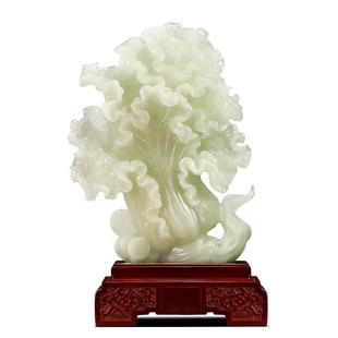 立马发财玉白菜摆件招财客厅玄关办公室酒柜装饰品公司开业礼物