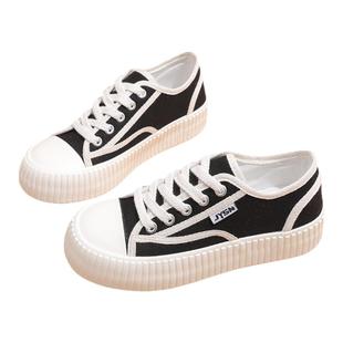 帆布鞋女厚底女鞋百搭运动鞋时尚布鞋休闲小白鞋轻便鞋子女款板鞋