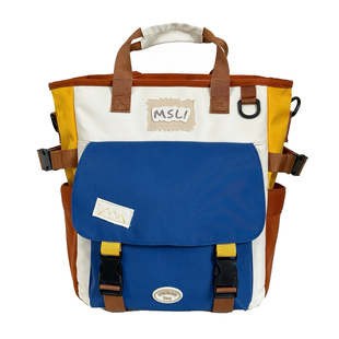 斜挎包双肩包 ins风撞色上课包休闲大容量补习袋初高中学生书包女