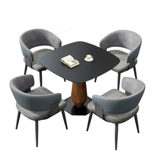 中古北欧岩板洽谈小方桌子售楼处接待商务休闲奶茶店阳台家用餐桌