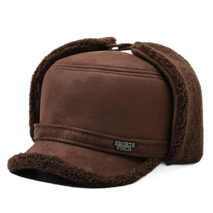 鹿皮绒鸭舌帽子男东北雷锋帽中老年爸爸户外保暖防风寒冬护耳棉帽