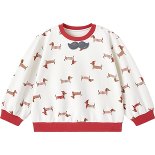 【商场同款】英氏儿童卫衣春秋春季男童新款新年红色喜庆拜年服