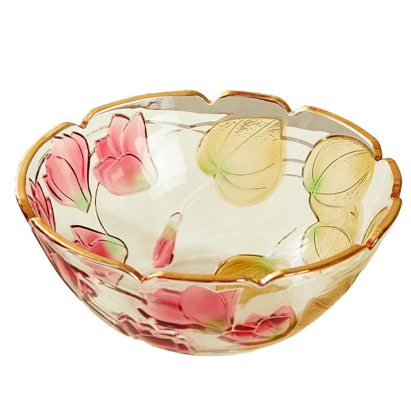 【春夏果盘】手工描金加厚玻璃盘