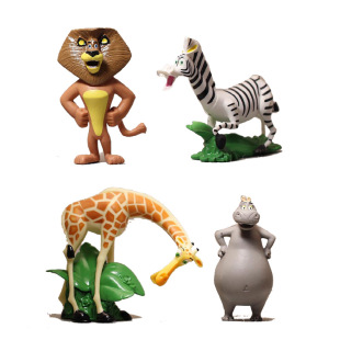马达加斯加卡通动物狮子斑马河马长颈鹿公仔摆件 动物园动物玩具