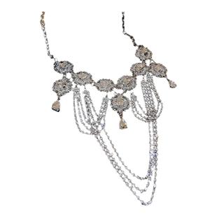 镶钻多层流苏几何项链宫廷风夸张设计复古锁骨链个性轻奢颈链项饰