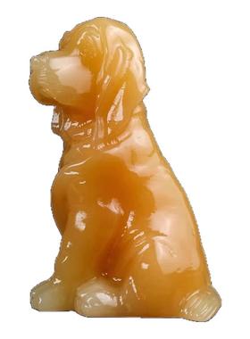 天然黄玉石生肖狗摆件客厅办公室