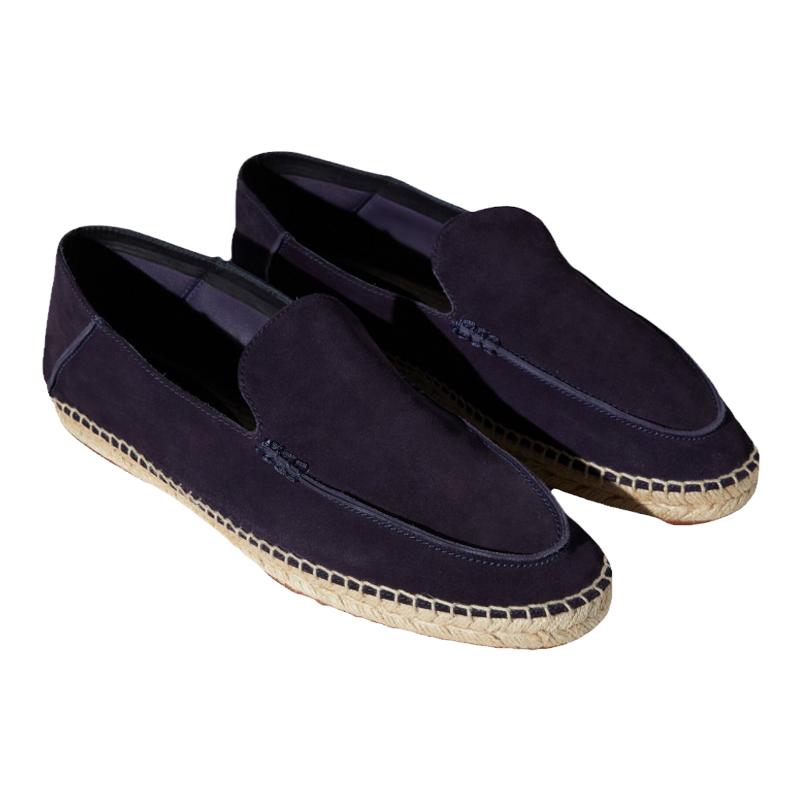 Loro Piana/诺悠翩雅男鞋深蓝色绒面牛皮革低帮休闲运动鞋