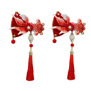 儿童新年发饰女童锦鲤头饰红色喜庆新中式发夹宝宝过年发卡高级感