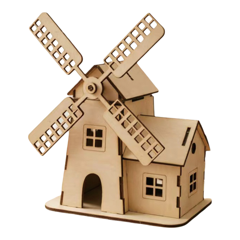 3D立体拼图木质风车小屋拼图儿童益智玩具手工DIY拼装模型