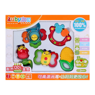 澳贝摇铃 牙胶 新生儿安抚摇铃礼盒 宝宝牙胶玩具可水煮牙胶摇铃