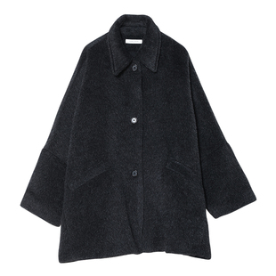 Carolingian静奢ROW风！秘鲁苏力羊驼毛+羊毛廓形蝙蝠袖大衣外套