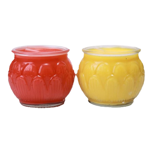 寂自在酥油灯平口莲花灯玻璃佛前家用蜡烛佛灯供灯无烟味长明灯