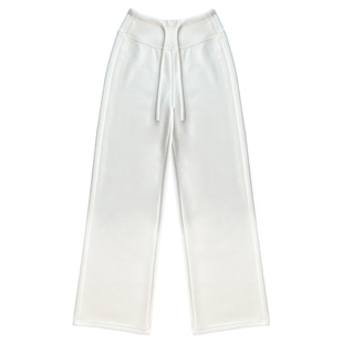 白色裤子女冬加绒糯米裤垂感窄版直筒醋酸羊毛阔腿裤加厚运动卫裤