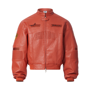 EXITMODE BY BLINDNOPLAN 25AW廓形重工刺绣赛车皮衣外套夹克棉服