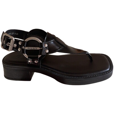 复古真皮凉鞋人字罗马鞋