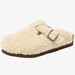 UBZ 厚底毛毛勃肯鞋棉拖鞋女外穿2025秋冬新款羊羔毛博肯增高半拖