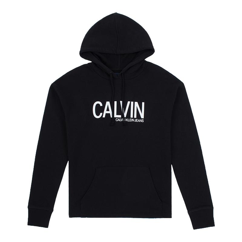 Calvin Klein女装秋冬新款印花字母时尚百搭宽松卫衣连帽衫套头