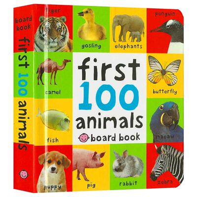 First 100 Animals 单词书图解词典认识动物启蒙认知 Words 数字颜色形状 Priddy Books英文原版绘本纸板书 2-4岁