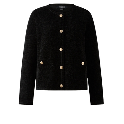 PRICH时尚小香风亮丝圆领针织开衫2026春季新品优雅气质上衣女