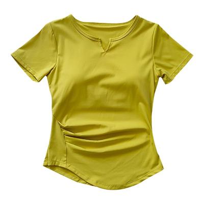 短袖女自带胸垫运动紧身型高弹