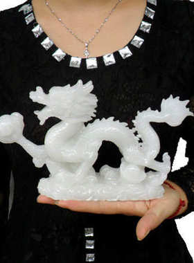 白龙青龙摆件汉龙神金龙座玉色龙生肖家居办公室化白虎桌面摆饰品