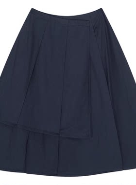 BUCH WEAR半身裙女2026夏季新款不规则褶皱拼接棉质中裙670705