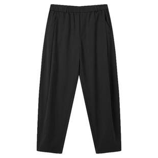 流石男装百搭复古阔腿长裤2026年春秋季哈伦宽松弯刀休闲松紧男裤