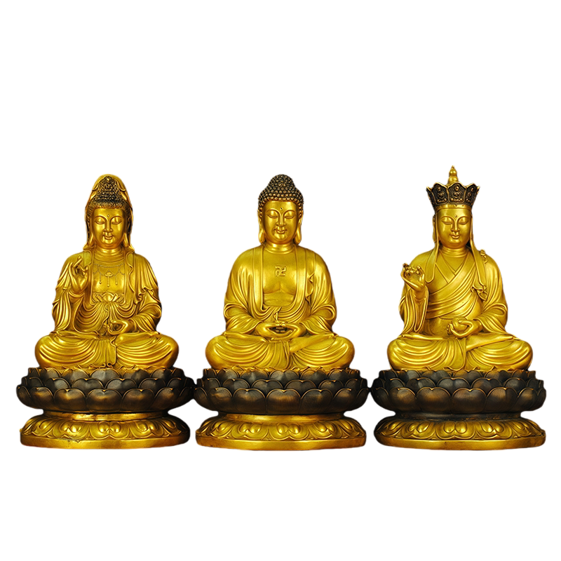 铜娑婆三圣神像摆件供奉工艺品