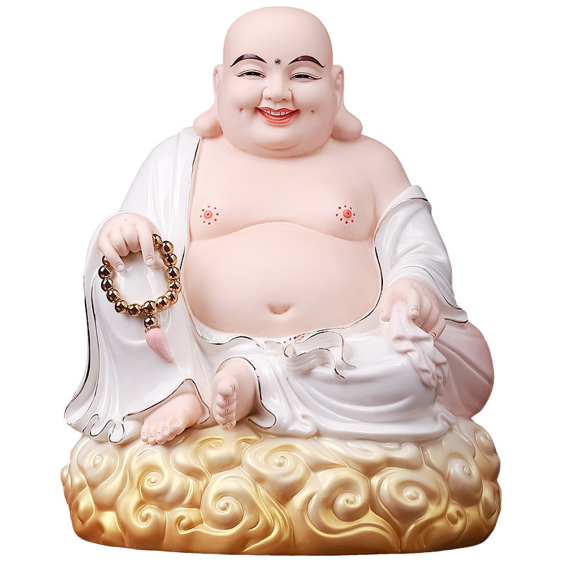 坐云弥勒像陶瓷大肚笑佛弥勒佛