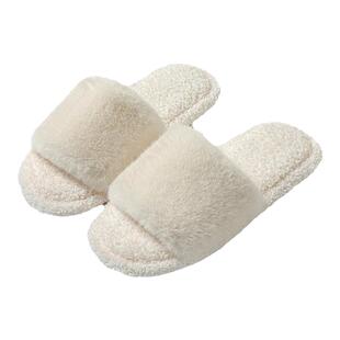 日系毛毛拖鞋女家居室内棉拖鞋2025秋冬新款高级感毛绒拖鞋一字拖