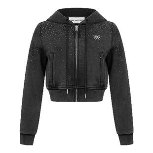 ANN ANDELMAN   25秋冬女士短款烫钻连帽卫衣外套银泰百货 301286