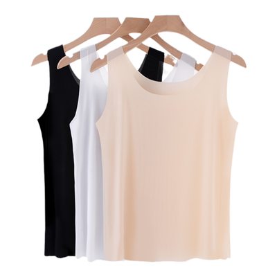 2件冰丝吊带背心女无痕无袖内搭防走光内衬肤色大码隐形防透打底