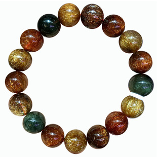 天然彩发晶手串 福禄寿水晶手链金发晶红绿顺发猫眼父母长辈男女