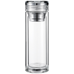 双层商务耐热玻璃杯防烫隔热男士泡茶杯子女便携车载水杯定制刻字