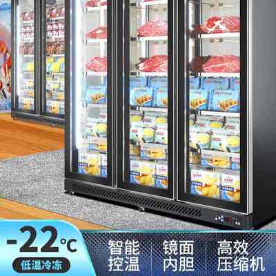 冷冻展示柜商用速冻柜急冻肉类冻品三门立式冰箱双门展示低温冰柜