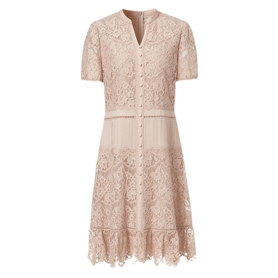 VGRASS镂空花边蕾丝收腰连衣裙