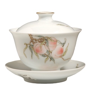 自慢堂陶瓷三才盖碗粉彩大中号釉中彩单个功夫泡茶杯盖杯