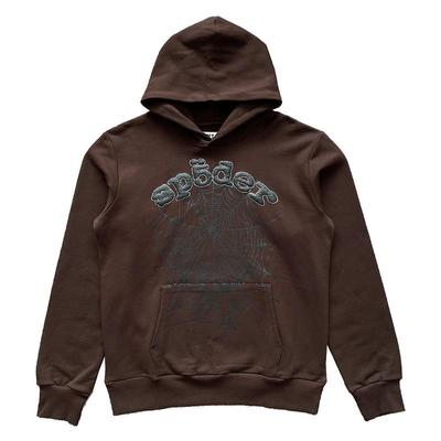 Sp5der 555555 Hoodies 经典蜘蛛网印花男女烫钻连帽卫衣