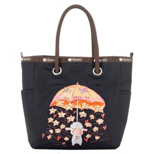 LeSportsac乐播诗新款小羊波德莱尔系列黑色质感双面手提托特包女