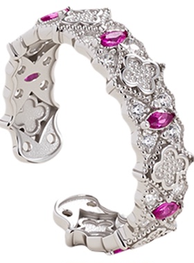 Amber Lollipop宝石银色戒指轻奢高级开口设计闪钻食指戒2025新款